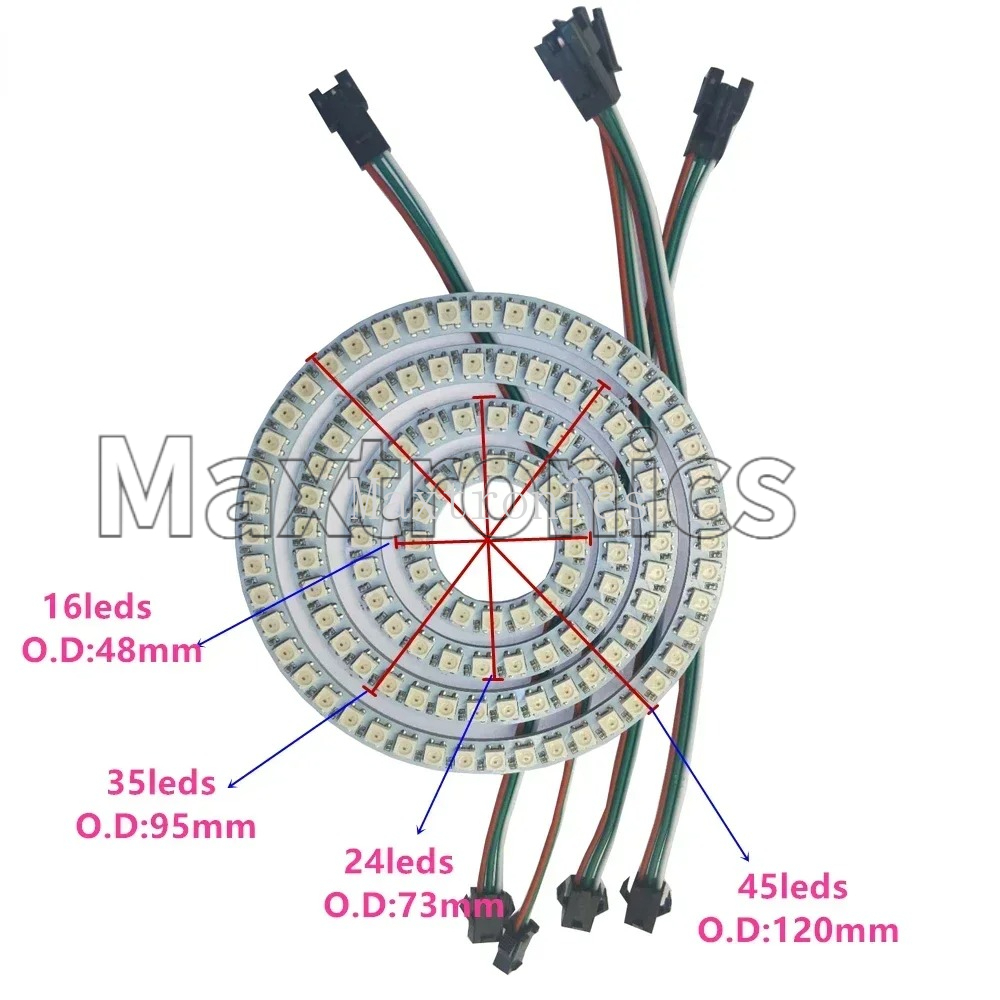 Pierścień LED RGB WS2812B FCOB – Led Ring Light 18 recenzja i cena